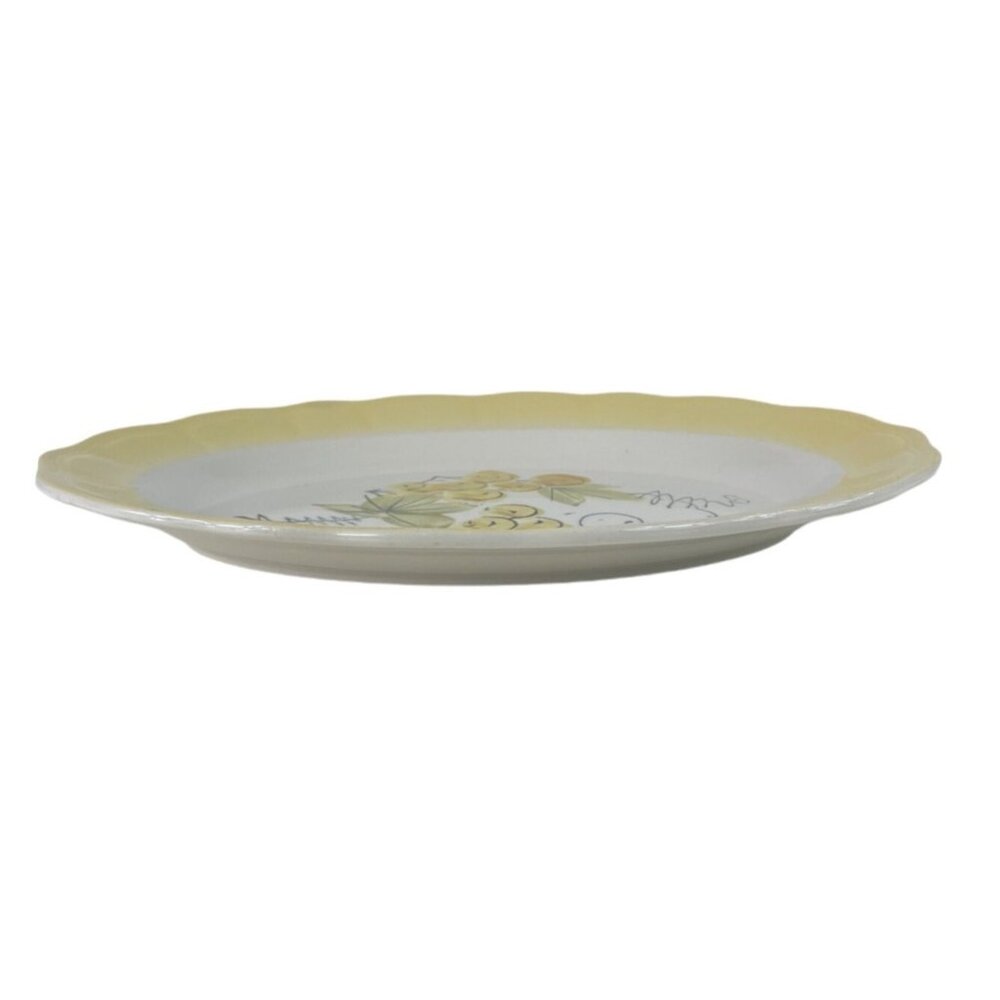Vintage Corona Ironstone Oval Shaped Platter Yellow & Green Scalloped Border - Picture 7 of 10